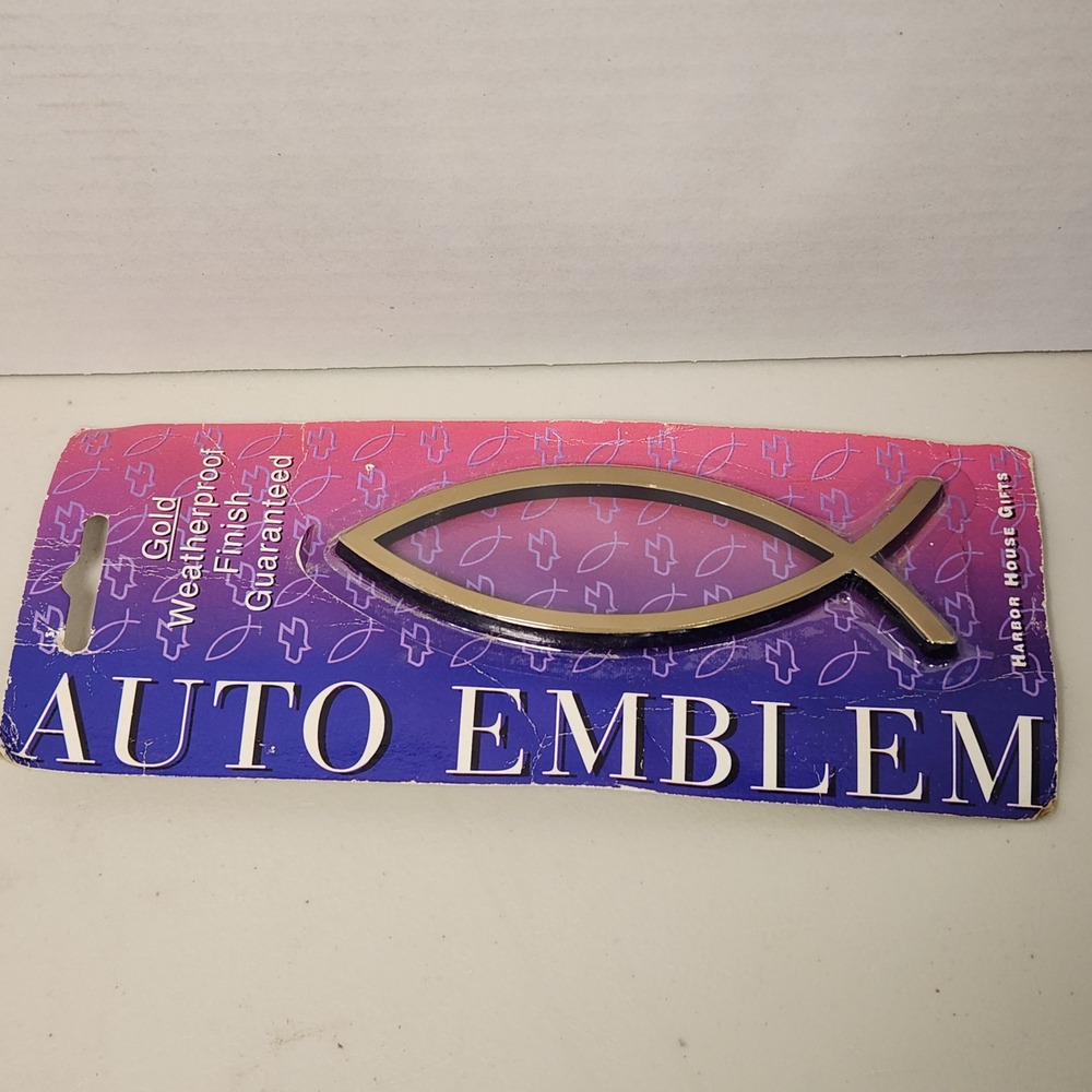 Vintage Large Fish Plain Gold Auto Emblem Christian‎ Jesus Weatherproof NEW
